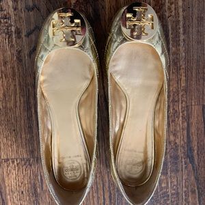 Tory Burch gold flats